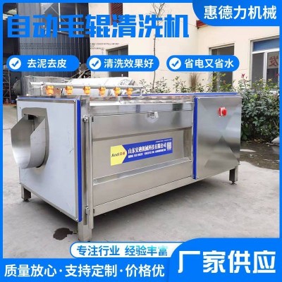 全自动芋头土豆去皮毛刷清洗机 红薯商用净菜毛辊脱皮清洗机厂家